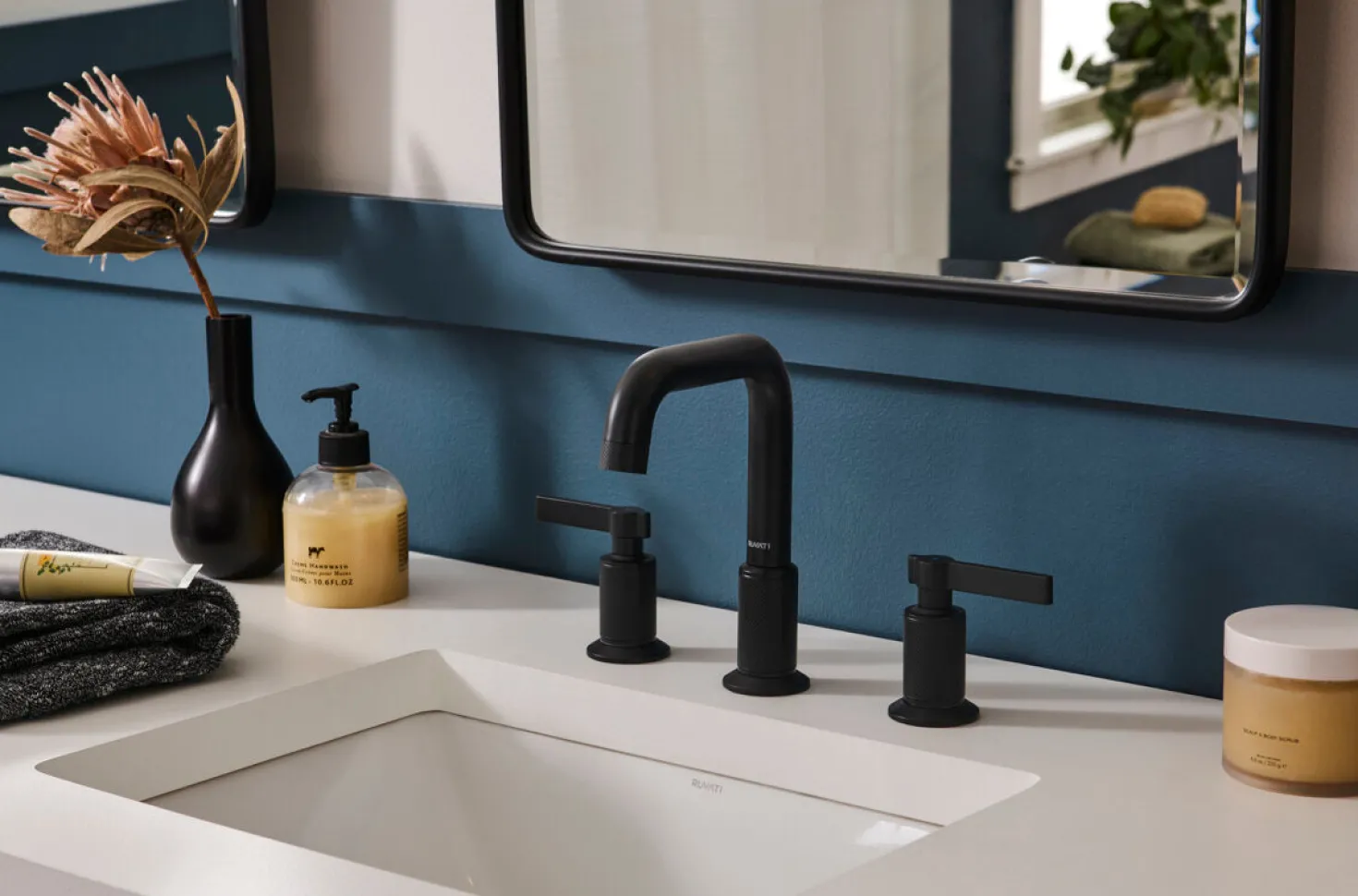 Ruvati Barolo Two Handle Widespread Art Deco Modern Luxury Bathroom Faucet in Matte Black- RVF5236MB