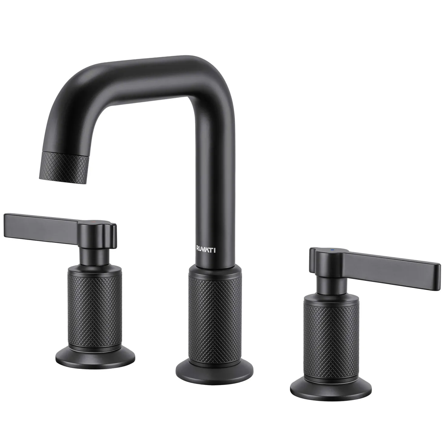 Ruvati Barolo Two Handle Widespread Art Deco Modern Luxury Bathroom Faucet in Matte Black- RVF5236MB