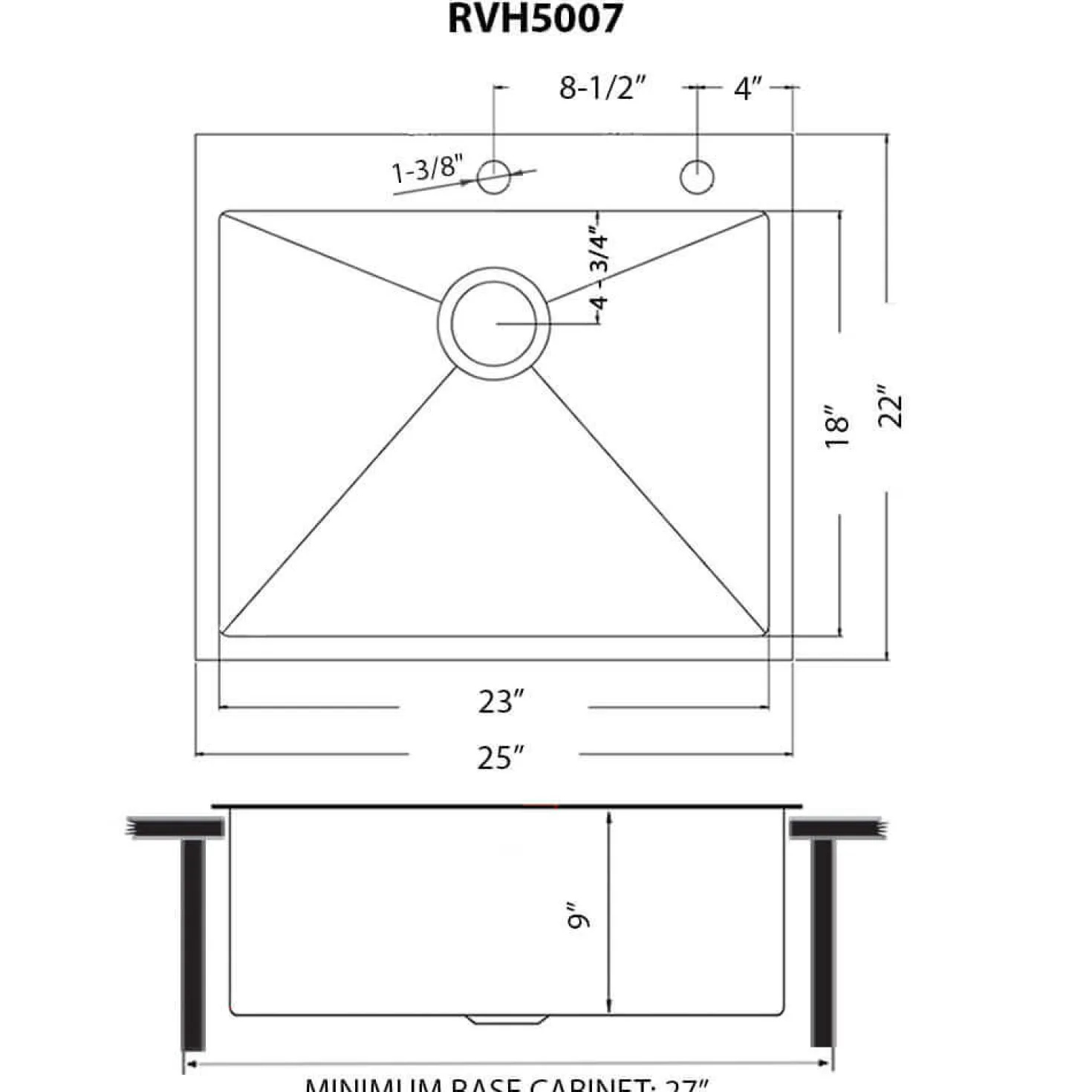 Ruvati 25" Brass Matte Gold Single Bowl Topmount Kitchen Sink