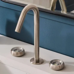 Ruvati Chrono Two Handle Watch Face Knob Widespread Bathroom Faucet in Brushed Nickel Stainless
