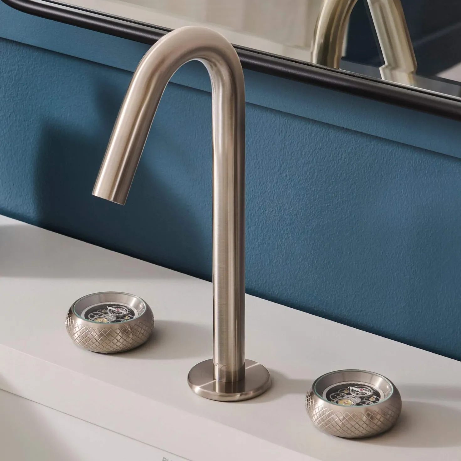 Ruvati Chrono Two Handle Watch Face Knob Widespread Bathroom Faucet in Brushed Nickel Stainless