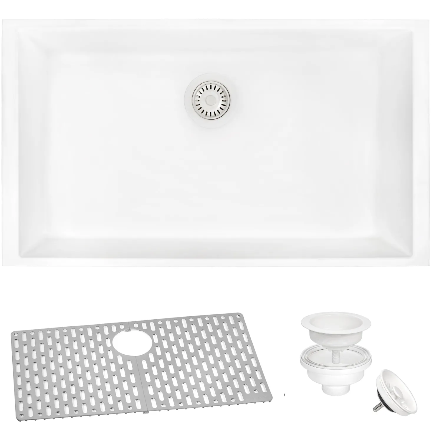Ruvati 27" Composite Undermount Single Bowl Kitchen Sink in Arctic White
