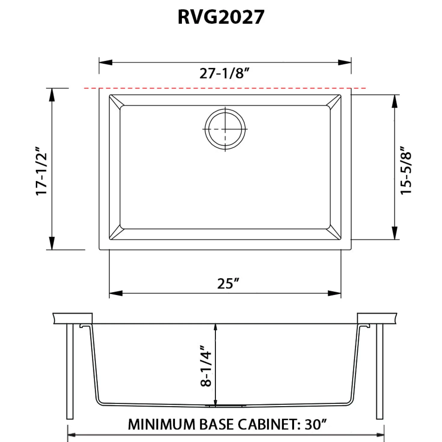 Ruvati 27" Composite Undermount Single Bowl Kitchen Sink in Arctic White