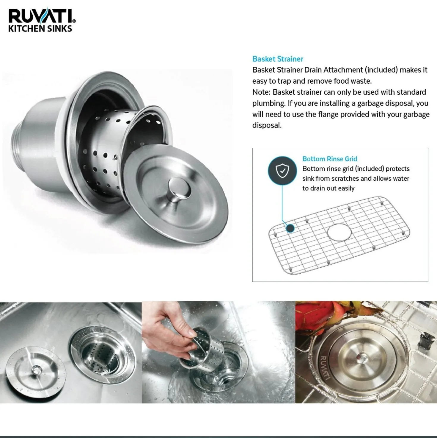 Ruvati 33" Drop-in Low Platform-Divide Zero Radius 60/40 Double Bowl 16 Gauge Topmount Kitchen Sink
