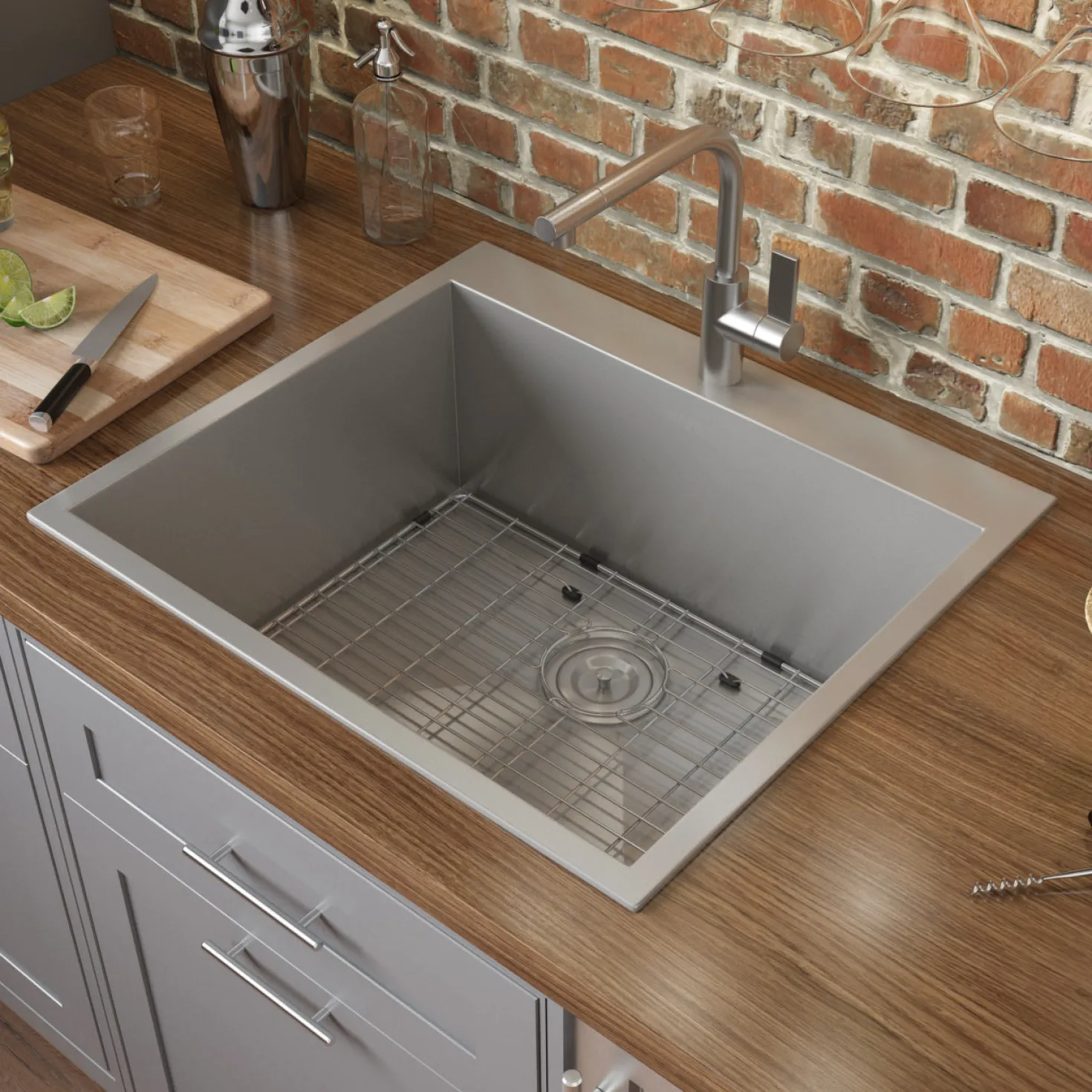 Ruvati 25" Drop-in Topmount 16 Gauge Stainless Steel Single Bowl Kitchen Sink