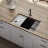 Ruvati 30" Dual Mount Composite Workstation Kitchen Sink in Black