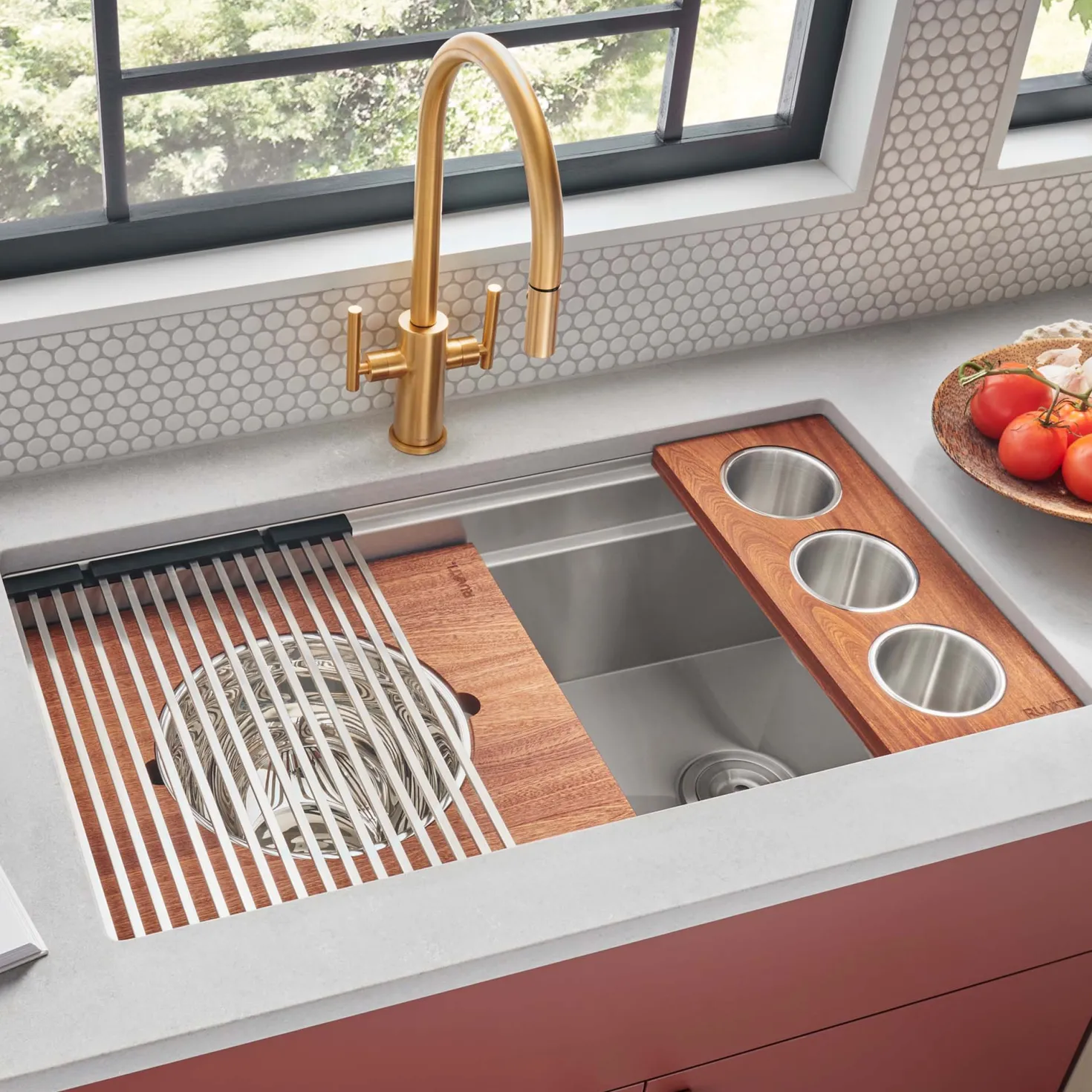 Ruvati 39" Dual Tier Undermount Workstation Kitchen Sink