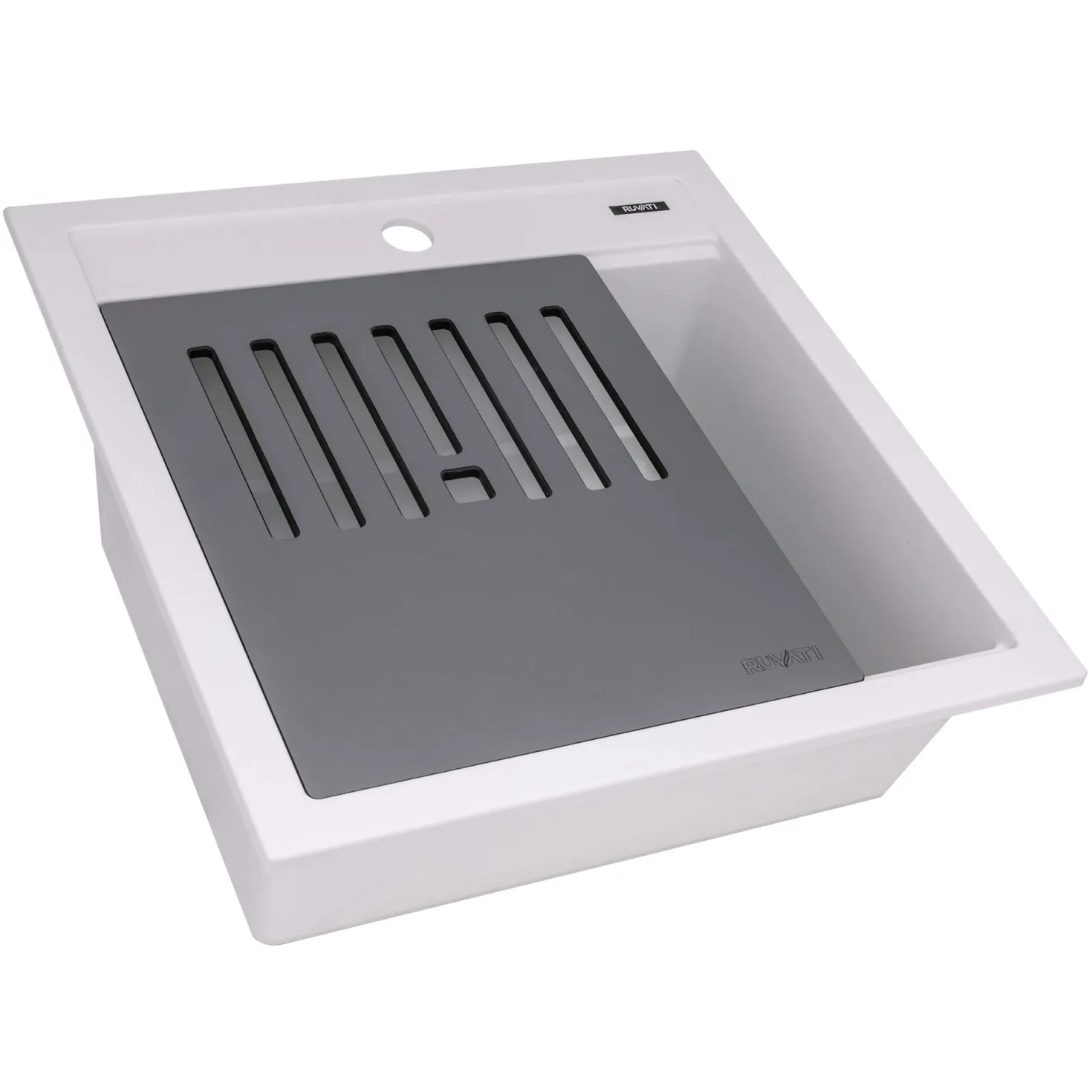Ruvati 20" epiCube Granite Composite Workstation Topmount Prep Sink Matte White