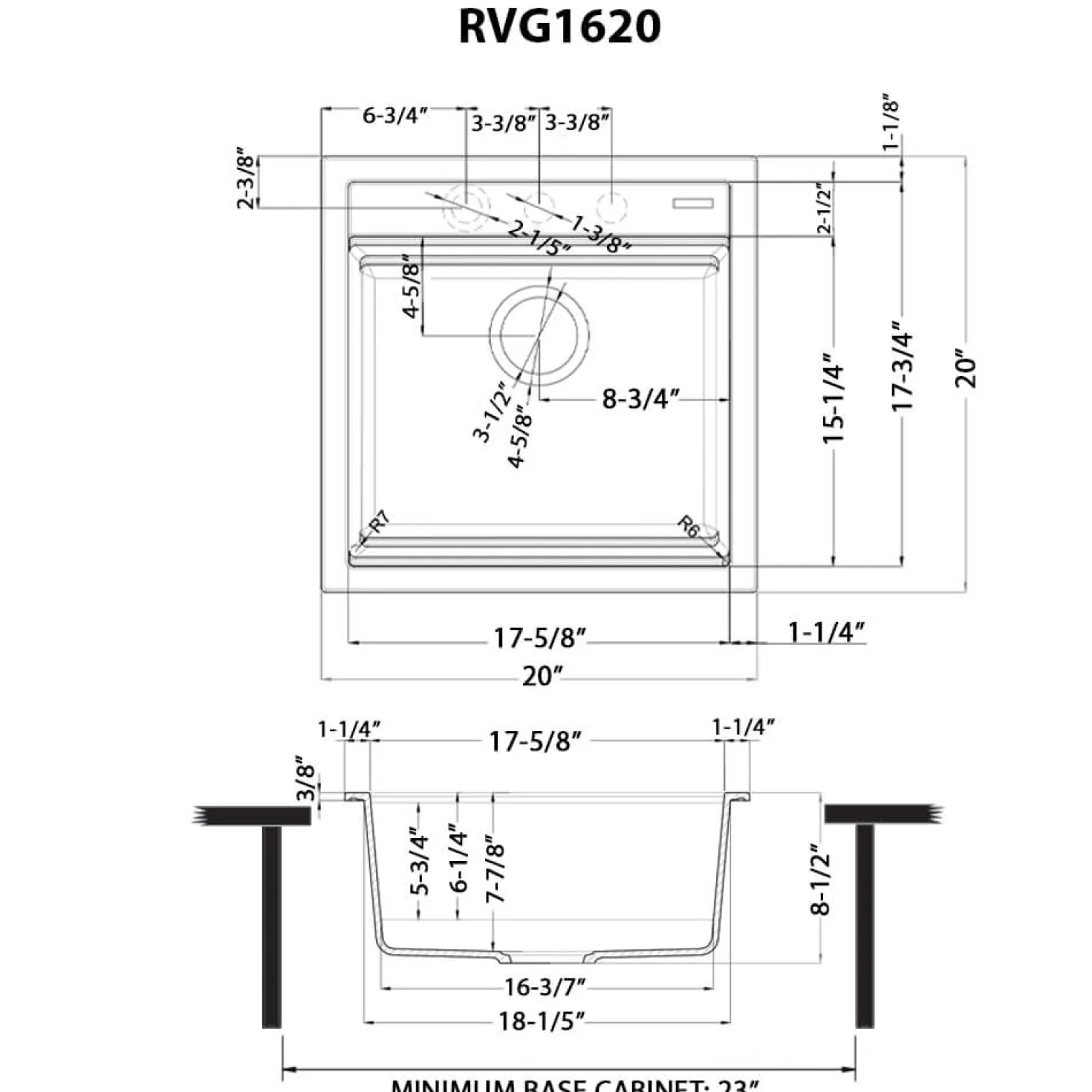 Ruvati 20" epiCube Granite Composite Workstation Topmount Prep Sink Matte White