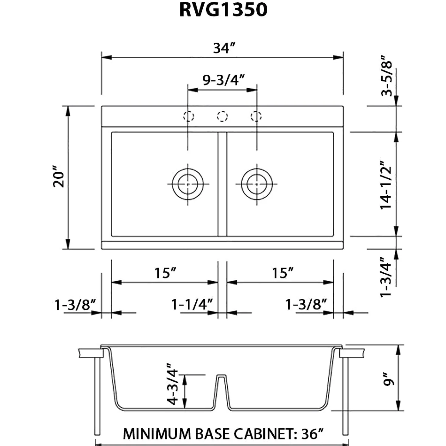 Ruvati 34" epiGranite Topmount Workstation Ledge Granite Composite Kitchen Sink