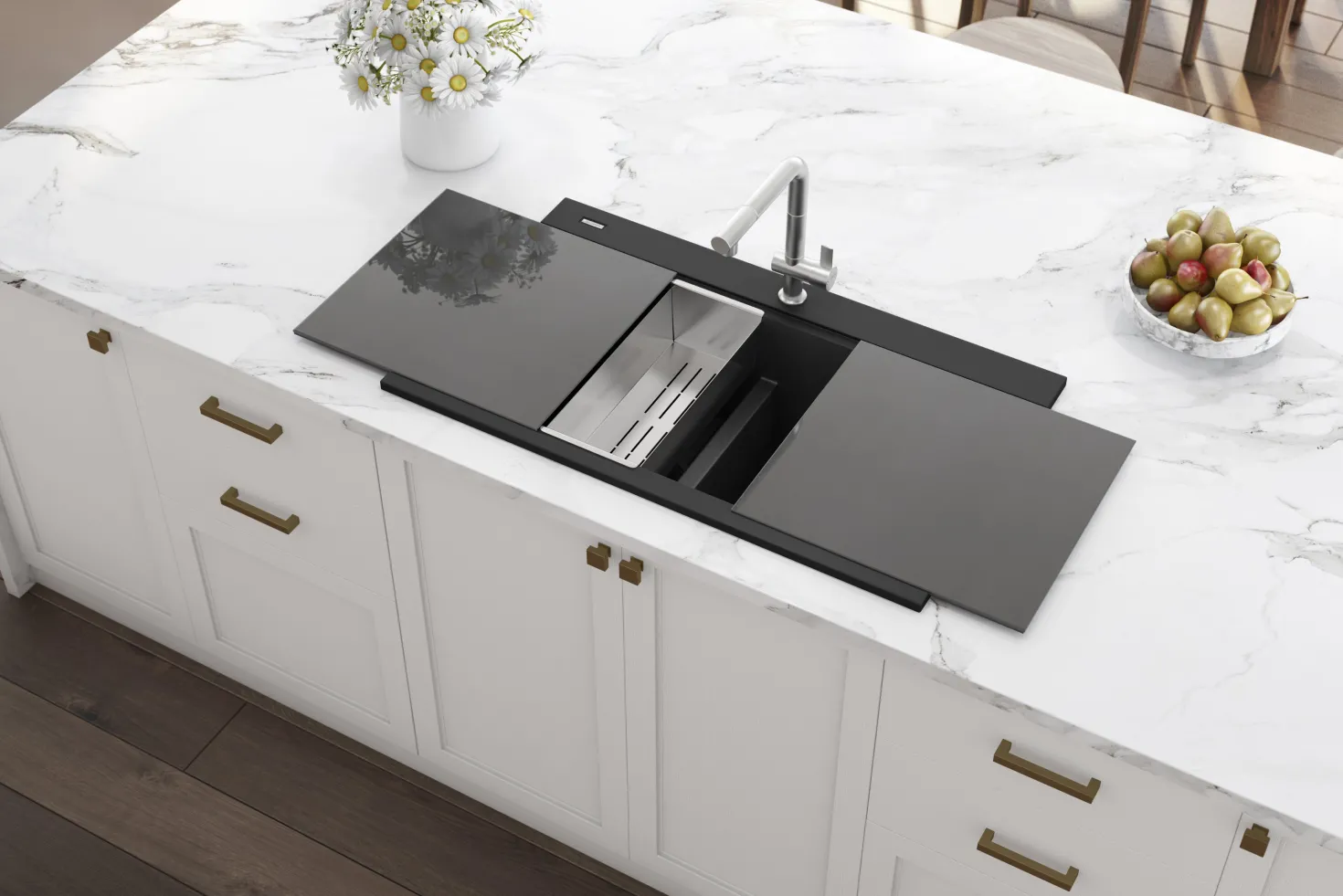 Ruvati 34" epiGranite Topmount Workstation Ledge Granite Composite Kitchen Sink