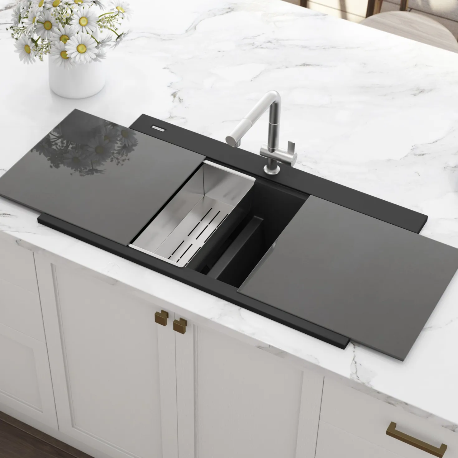 Ruvati 34" epiGranite Topmount Workstation Ledge Granite Composite Kitchen Sink