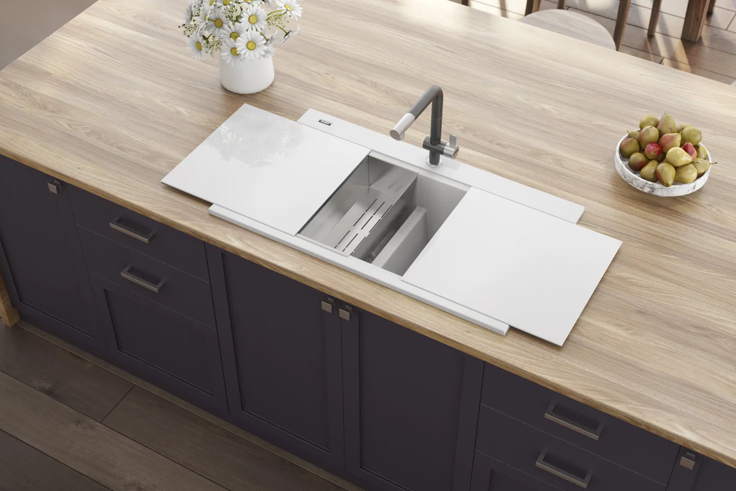Ruvati 34" epiGranite Topmount Workstation Ledge Granite Composite Kitchen Sink