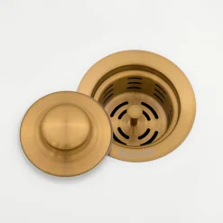 Ruvati Extended Garbage Disposal Flange Basket and Stopper in Brushed Gold
