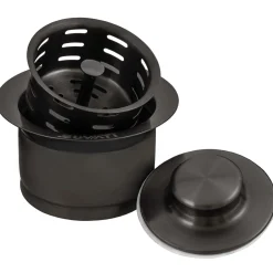 Ruvati Extended Garbage Disposal Flange with Basket and Stopper in Gunmetal