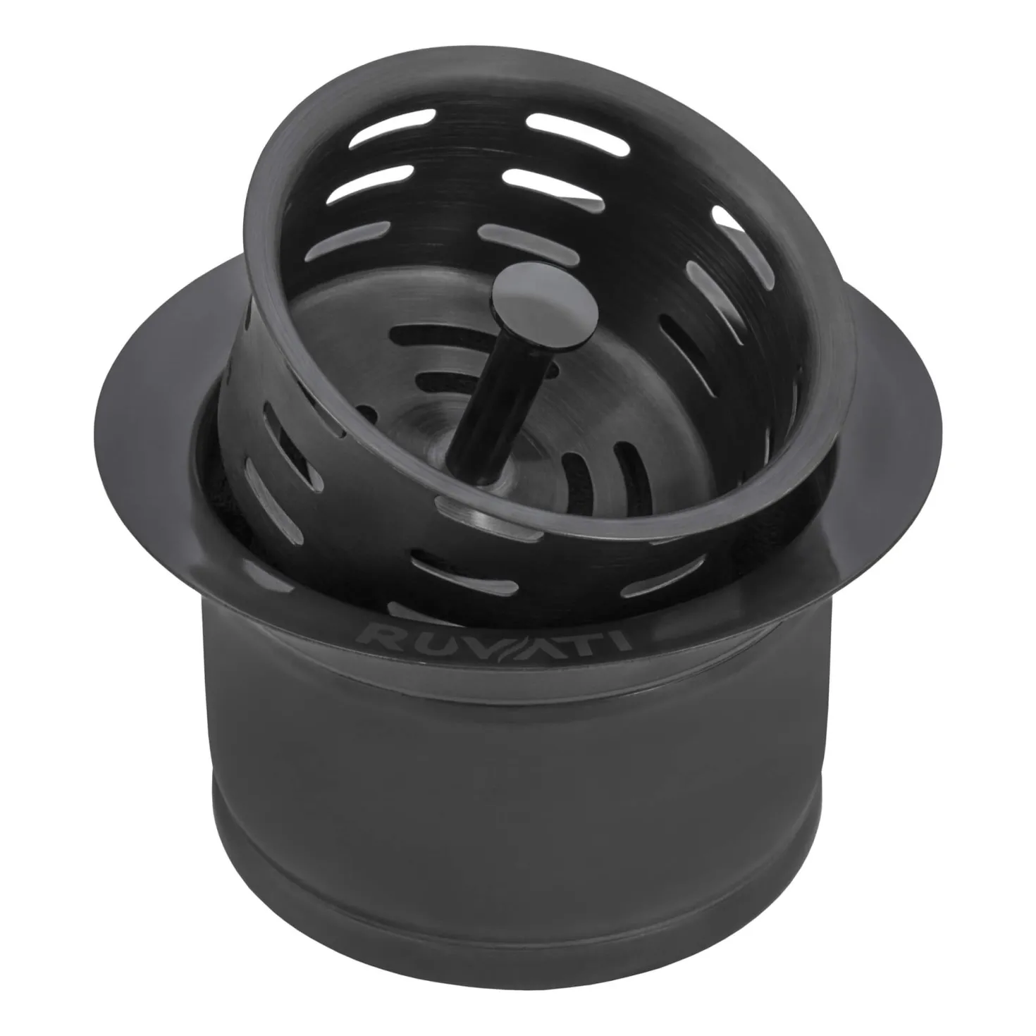 Ruvati Extended Garbage Disposal Flange with Deep Basket Strainer in PVD