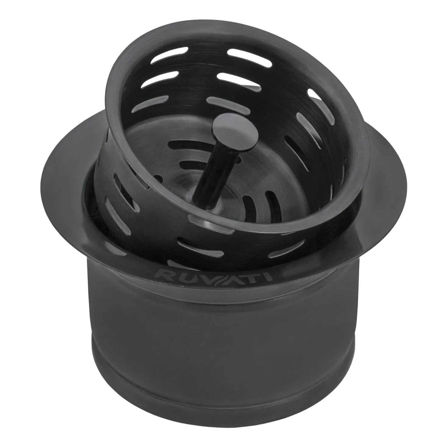 Ruvati Extended Garbage Disposal Flange with Deep Basket Strainer in PVD