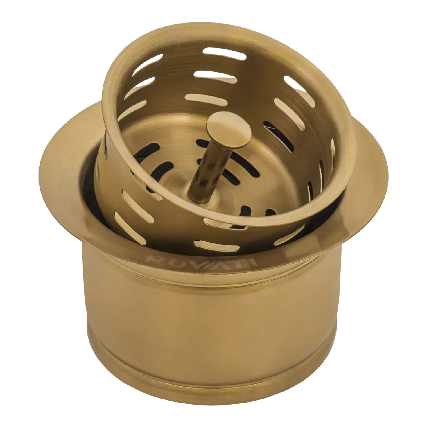 Ruvati Extended Garbage Disposal Flange with Deep Basket Strainer in PVD