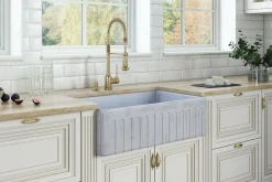 Ruvati 33" Fireclay Distressed Finish Farmhouse Apron-Front Kitchen Sink Reversible - Coastal Blue