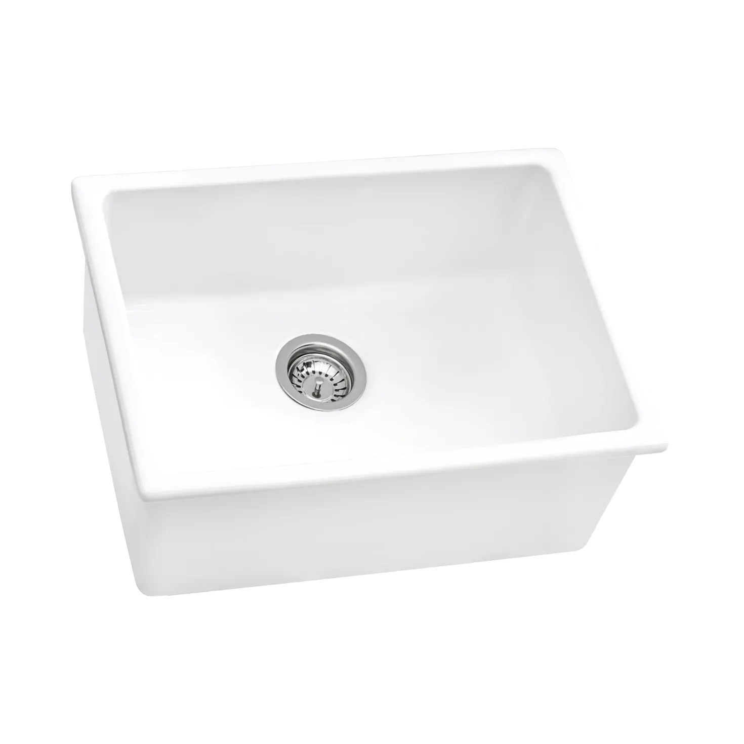 Ruvati 24" Fireclay Undermount / Topmount Single Bowl Kitchen Sink in White