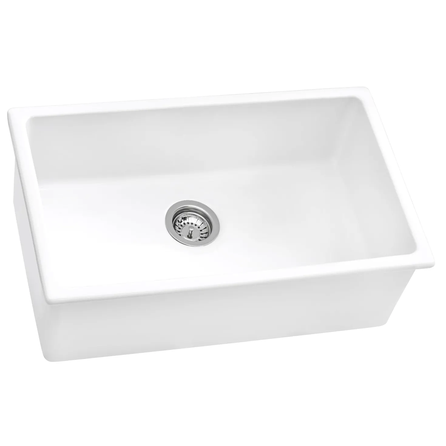 Ruvati 30" Fireclay Undermount / Topmount Single Bowl Kitchen Sink in White