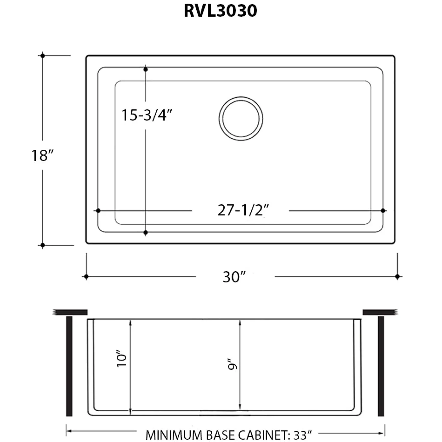 Ruvati 30" Fireclay Undermount / Topmount Single Bowl Kitchen Sink in White