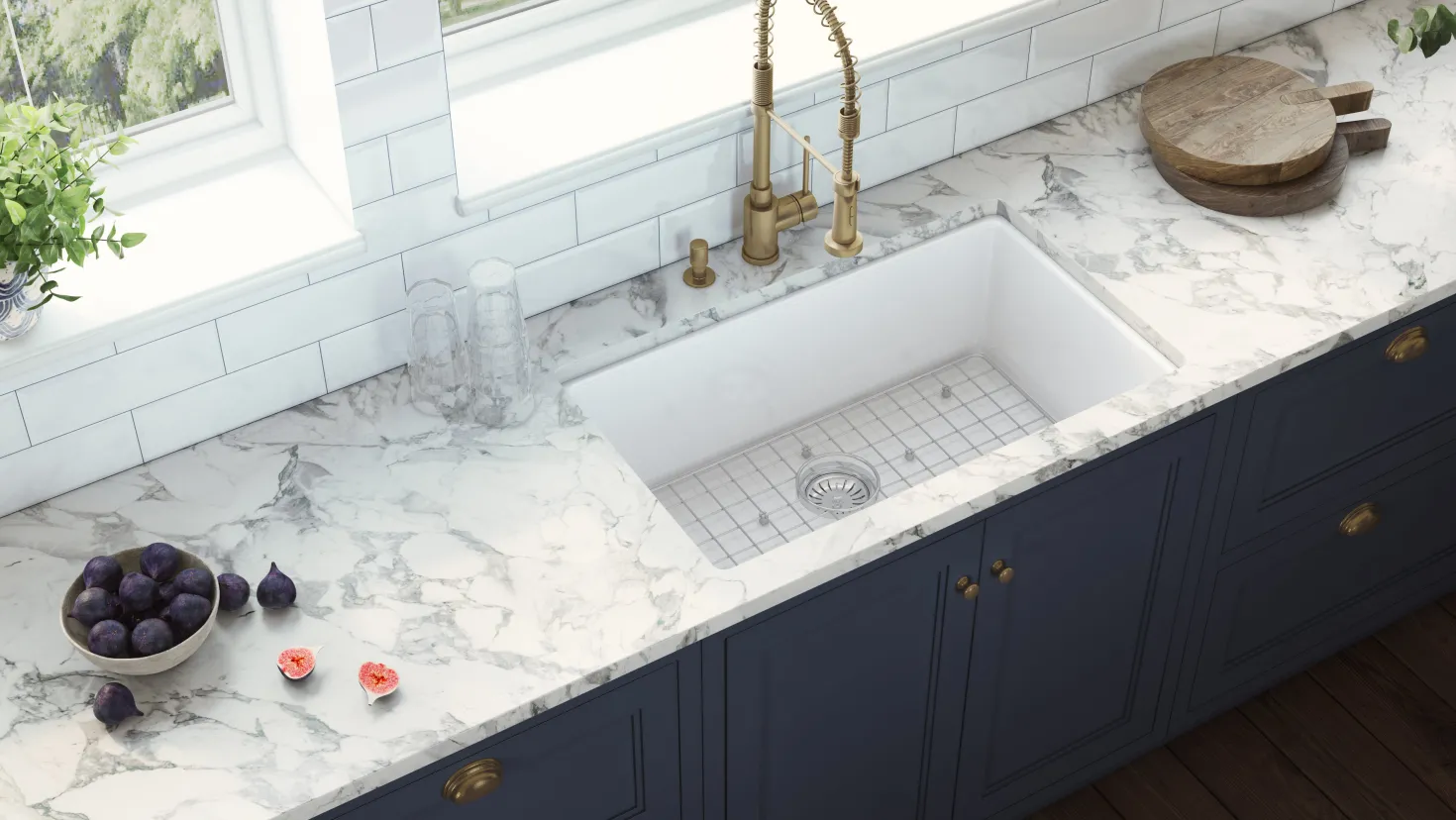 Ruvati 30" Fireclay Undermount / Topmount Single Bowl Kitchen Sink in White