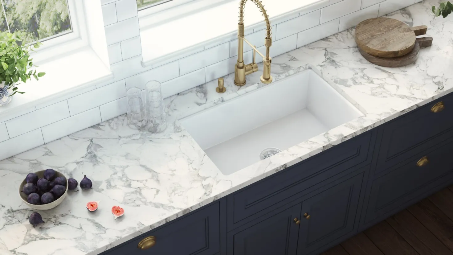 Ruvati 30" Fireclay Undermount / Topmount Single Bowl Kitchen Sink in White