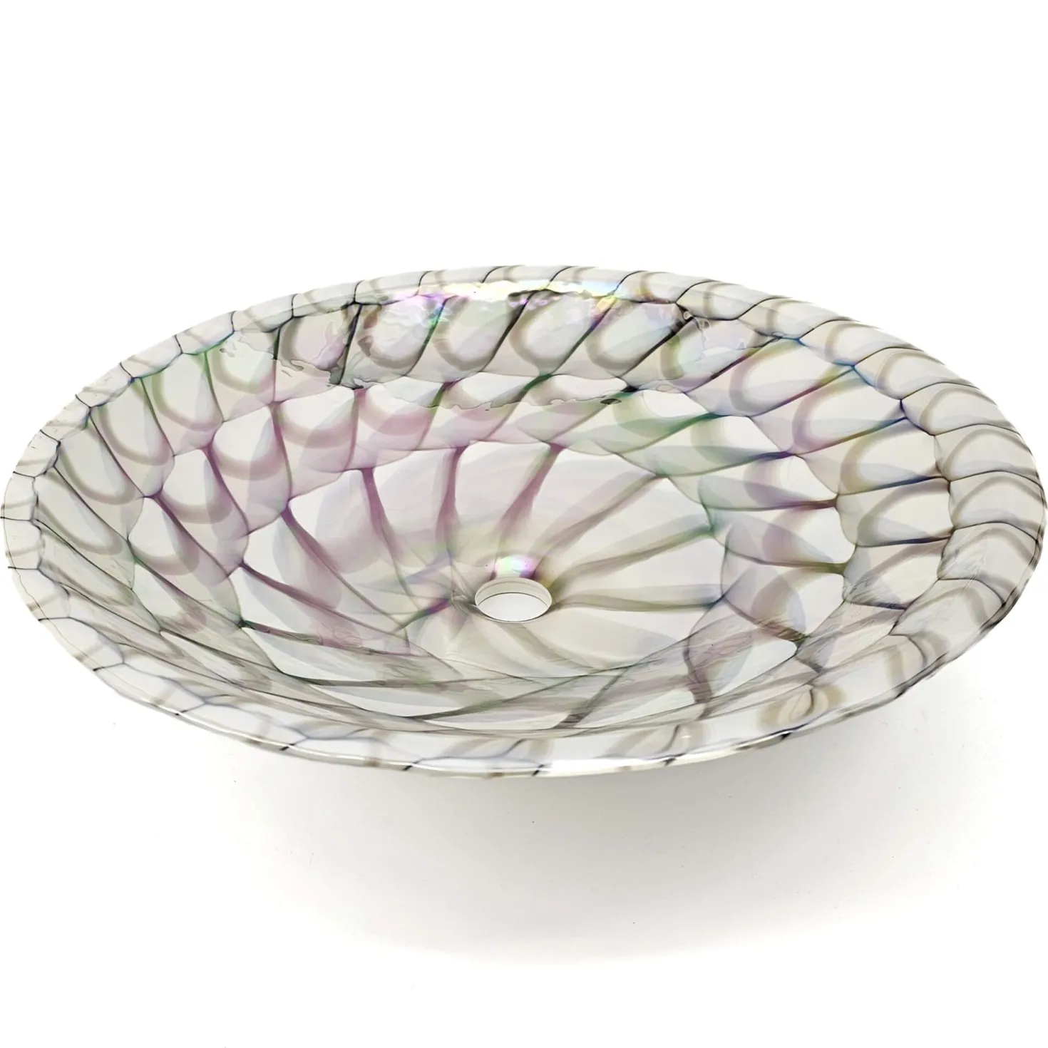 Ruvati 20" Glass Art Drop In Round Decorative Pattern Bathroom Sink - Nautilus Brown