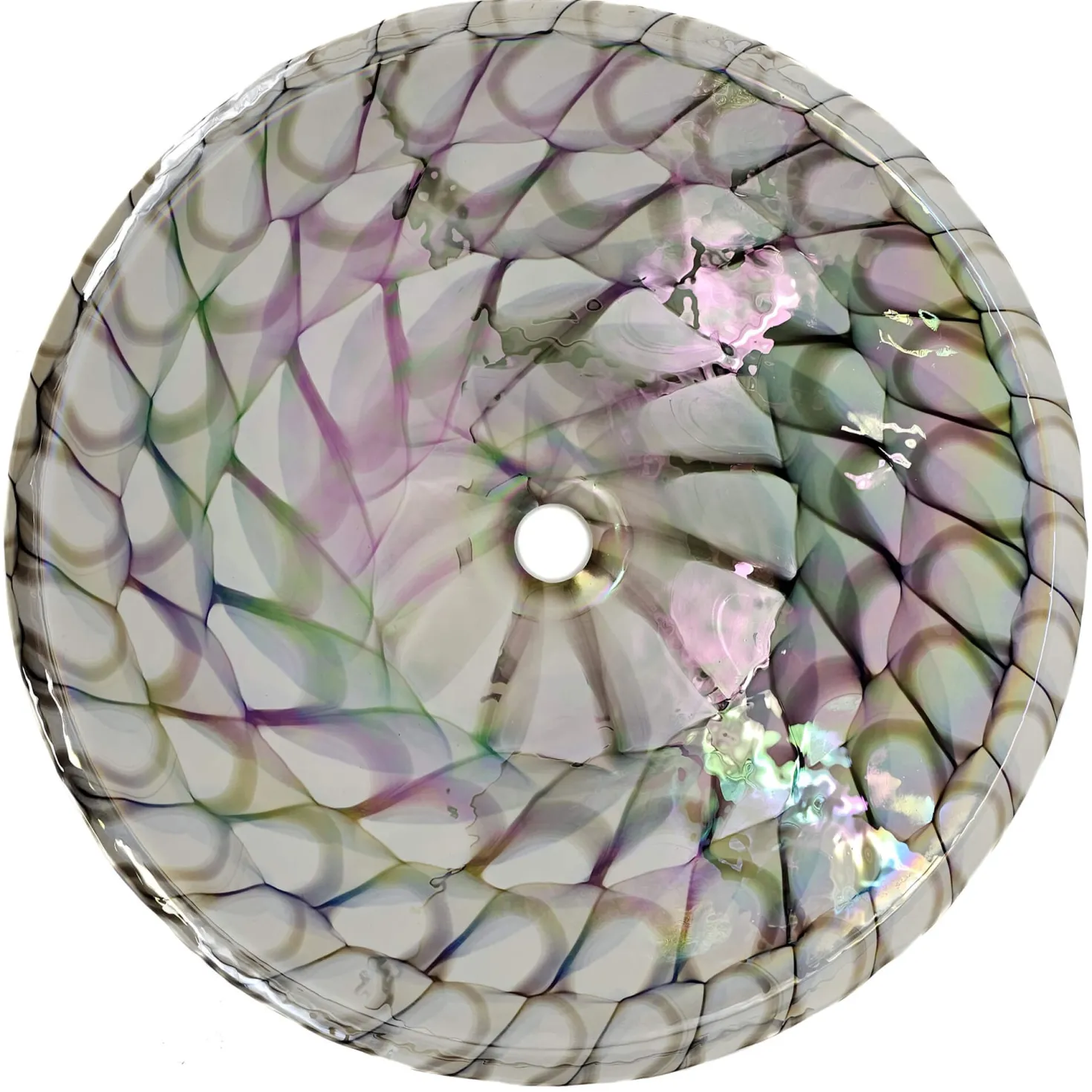 Ruvati 20" Glass Art Drop In Round Decorative Pattern Bathroom Sink - Nautilus Brown