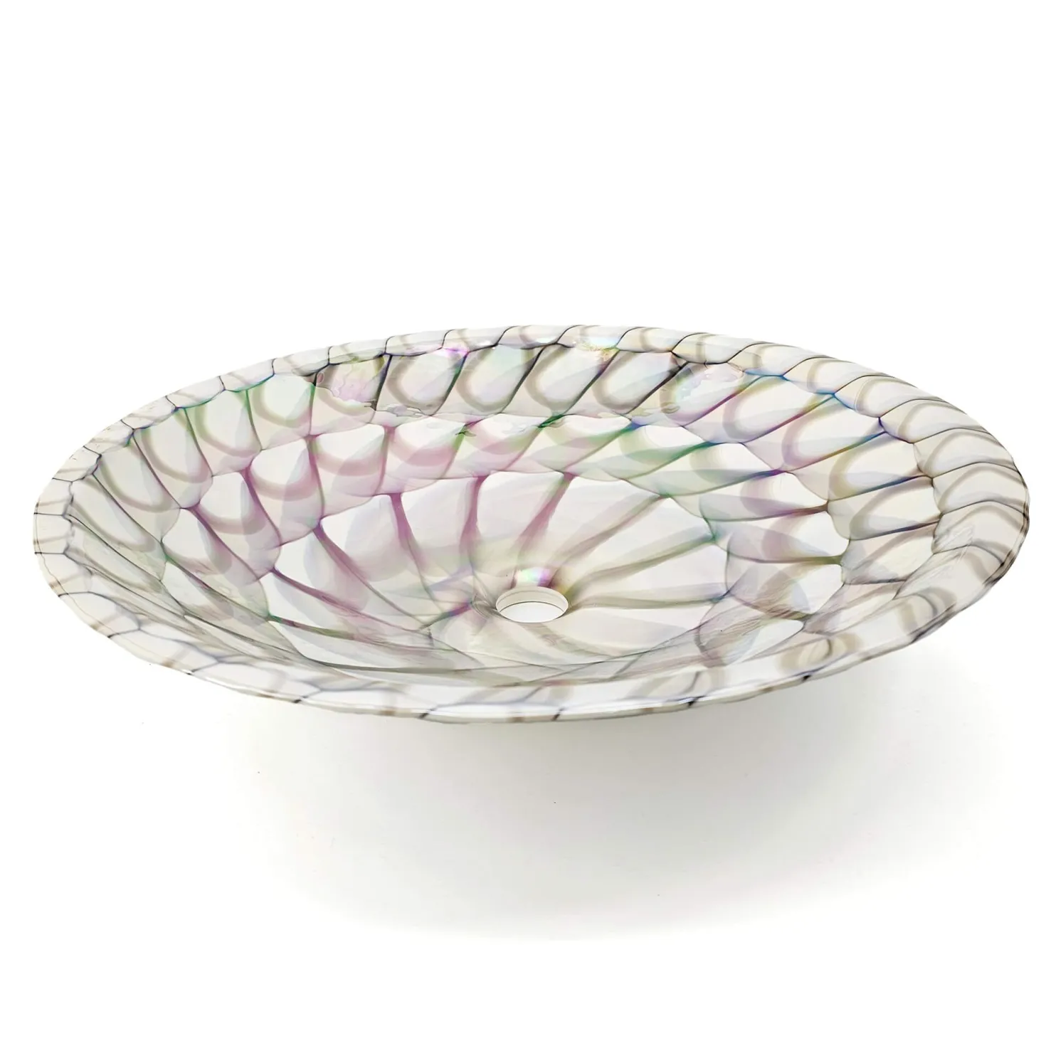 Ruvati 20" Glass Art Drop In Round Decorative Pattern Bathroom Sink - Nautilus Brown