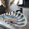 Ruvati 19" Glass Art Vessel Seashell Decorative Pattern Bathroom Sink - Spira Luxe Pearl White