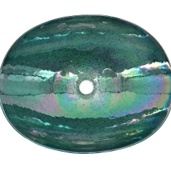 Ruvati 19" Glass Art Vessel Seashell Decorative Pattern Bathroom Sink - Seafoam Green