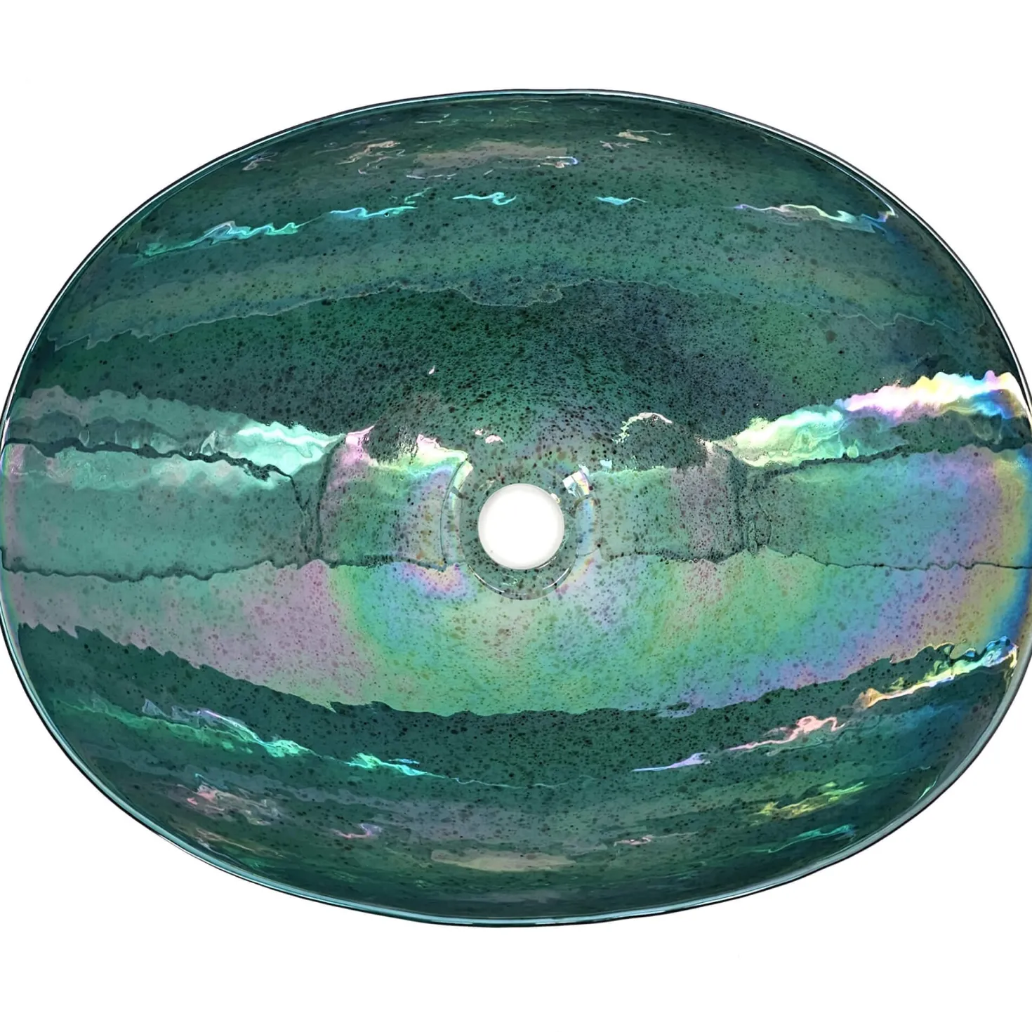 Ruvati 19" Glass Art Vessel Seashell Decorative Pattern Bathroom Sink - Seafoam Green
