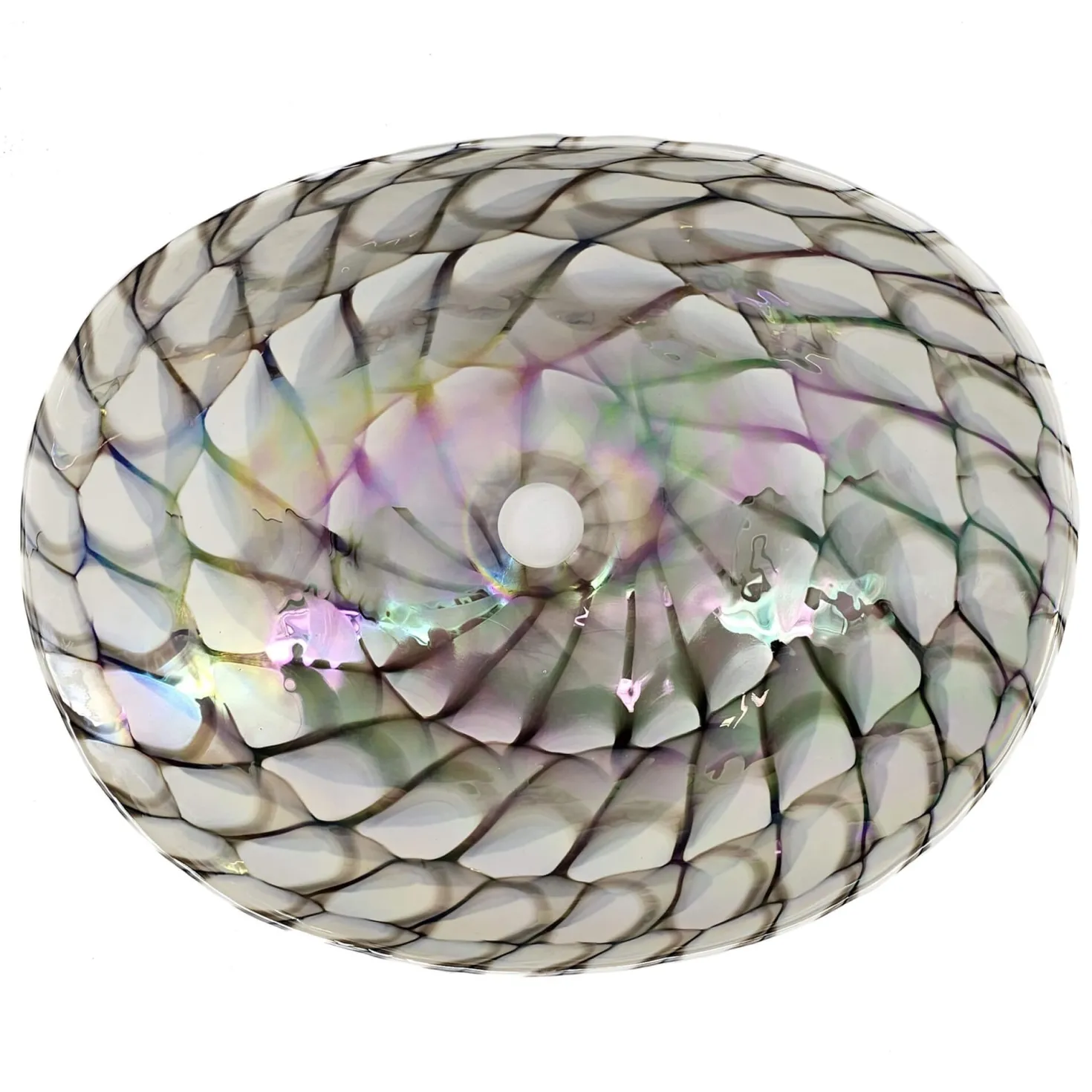 Ruvati 19" Glass Art Vessel Seashell Decorative Pattern Bathroom Sink - Nautilus Brown