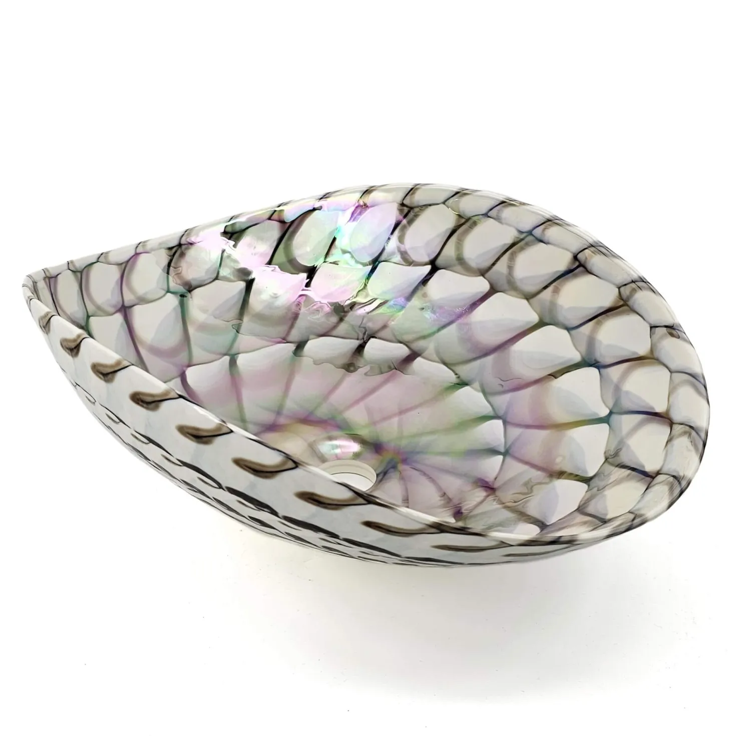 Ruvati 19" Glass Art Vessel Seashell Decorative Pattern Bathroom Sink - Nautilus Brown
