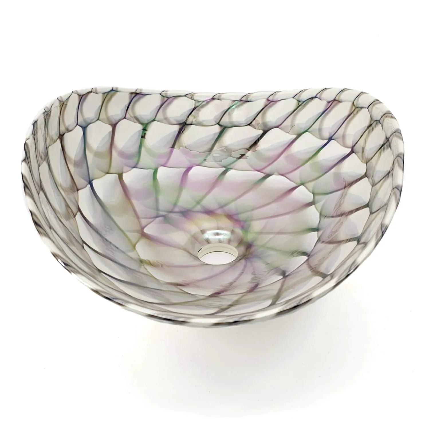 Ruvati 19" Glass Art Vessel Seashell Decorative Pattern Bathroom Sink - Nautilus Brown