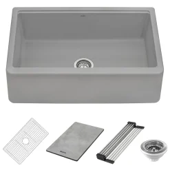 Ruvati 33" Granite Composite Farmhouse Workstation Apron Front Kitchen Sink