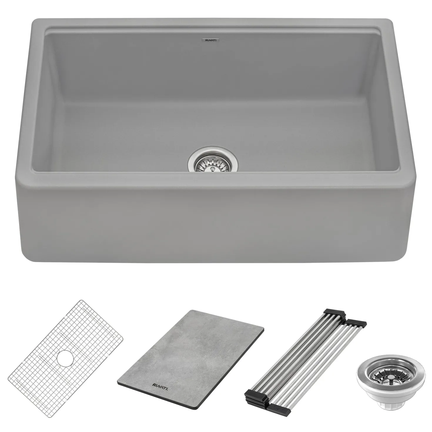 Ruvati 33" Granite Composite Farmhouse Workstation Apron Front Kitchen Sink
