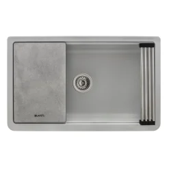 Ruvati 33" Granite Composite Farmhouse Workstation Apron Front Kitchen Sink