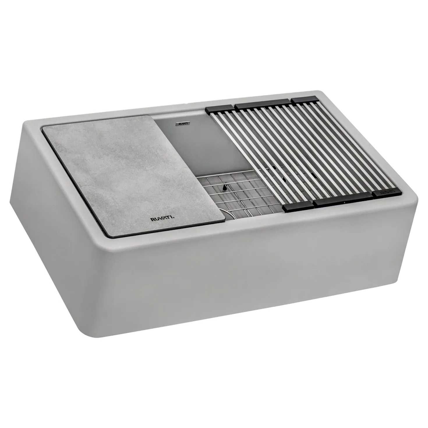 Ruvati 33" Granite Composite Farmhouse Workstation Apron Front Kitchen Sink