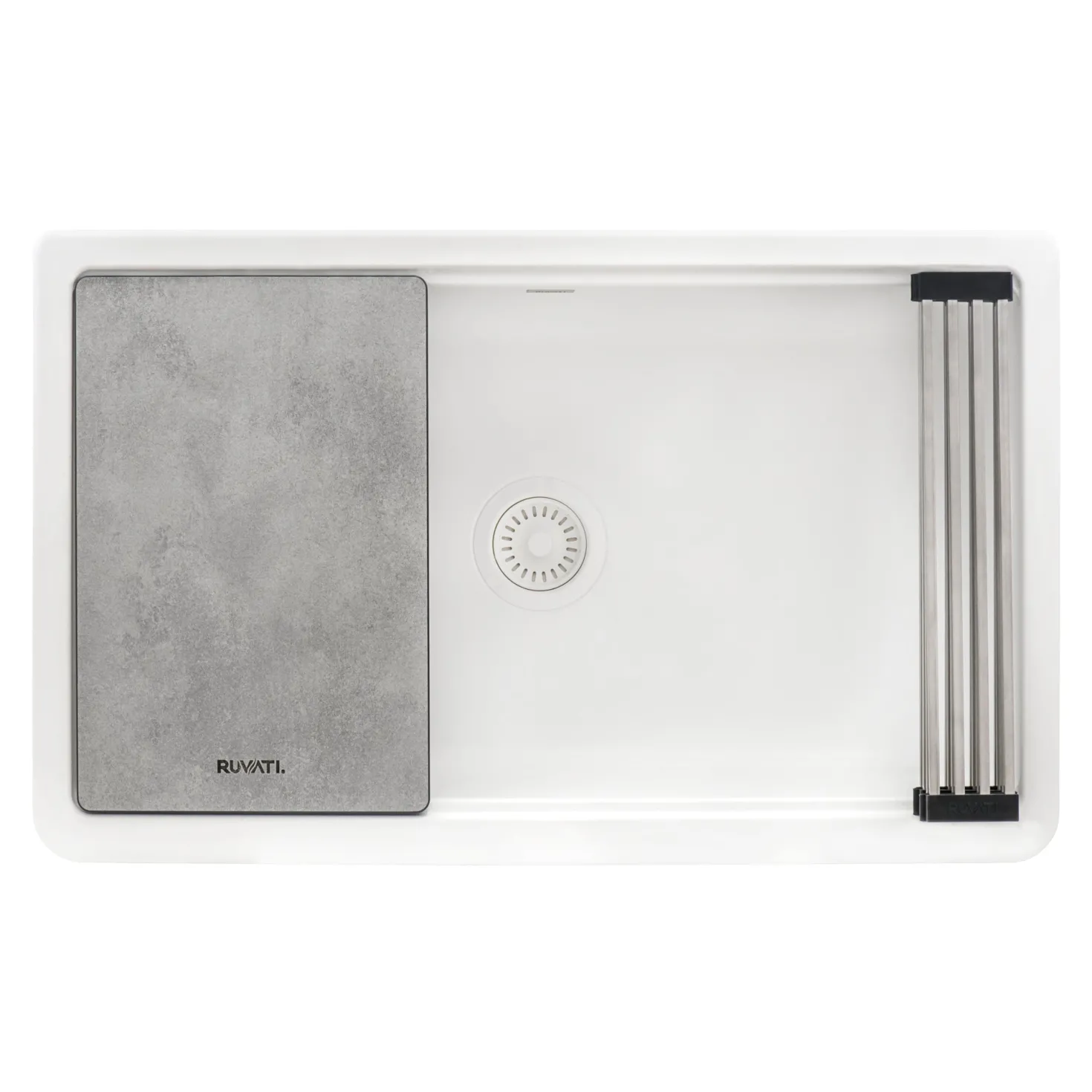 Ruvati 33" Granite Composite Farmhouse Workstation Apron Front Kitchen Sink