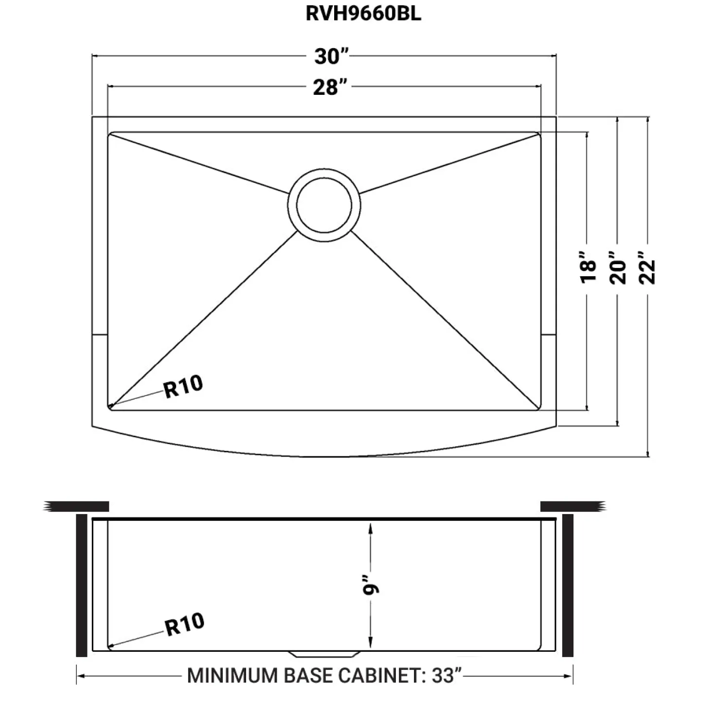 Ruvati 30" Gunmetal Apron Front Stainless Steel Kitchen Sink