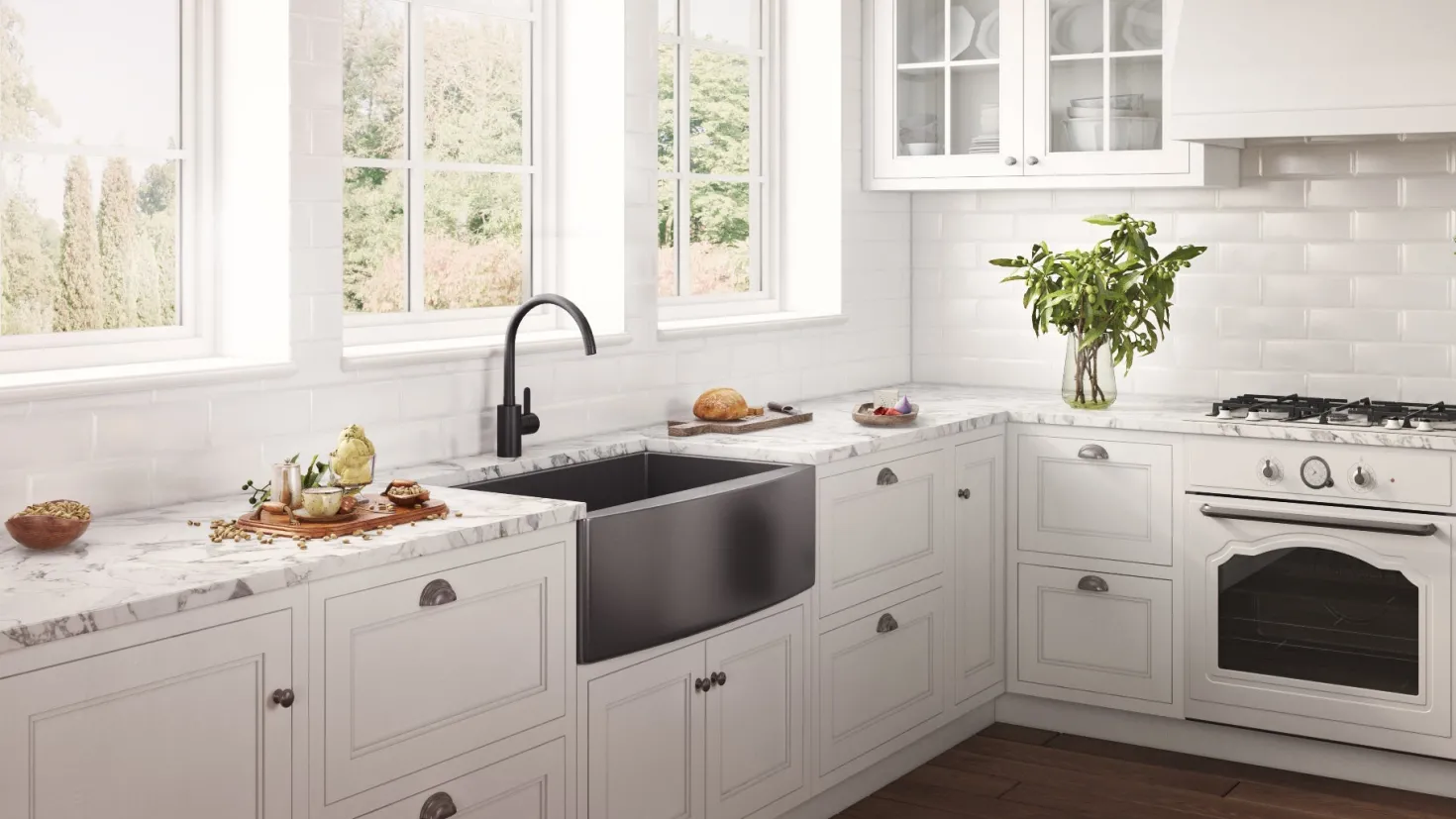 Ruvati 33" Gunmetal Apron Front Stainless Steel Kitchen Sink