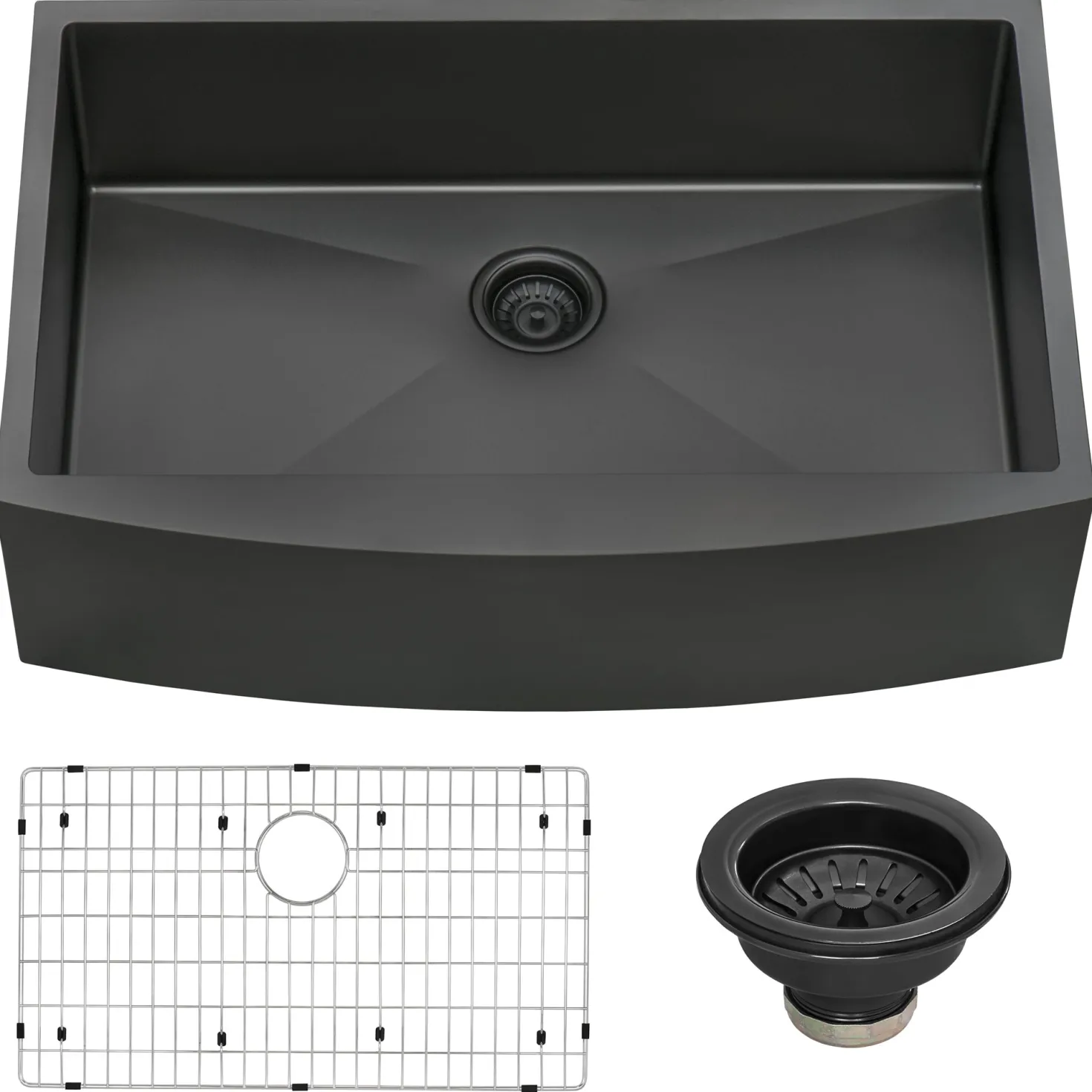Ruvati 33" Gunmetal Apron Front Stainless Steel Kitchen Sink