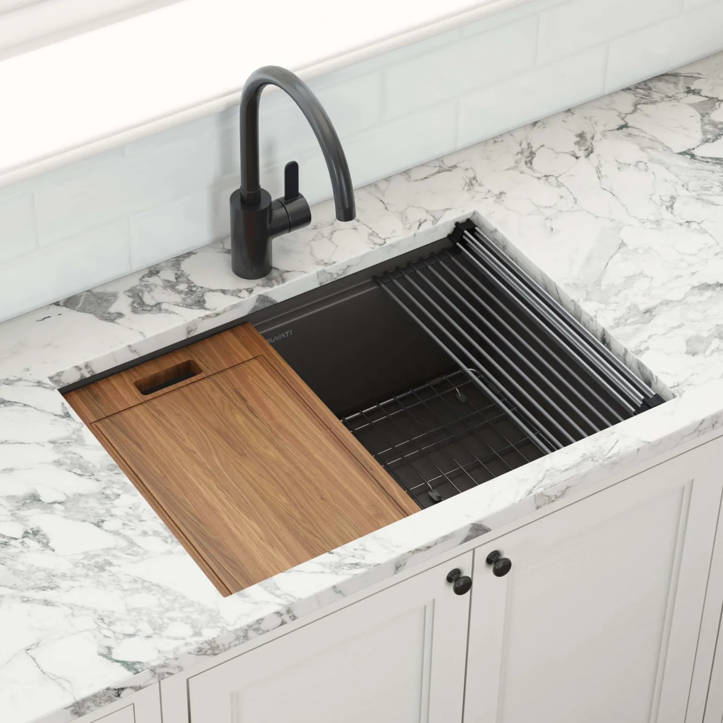 Ruvati 27" Gunmetal Stainless Steel Workstation Kitchen Sink
