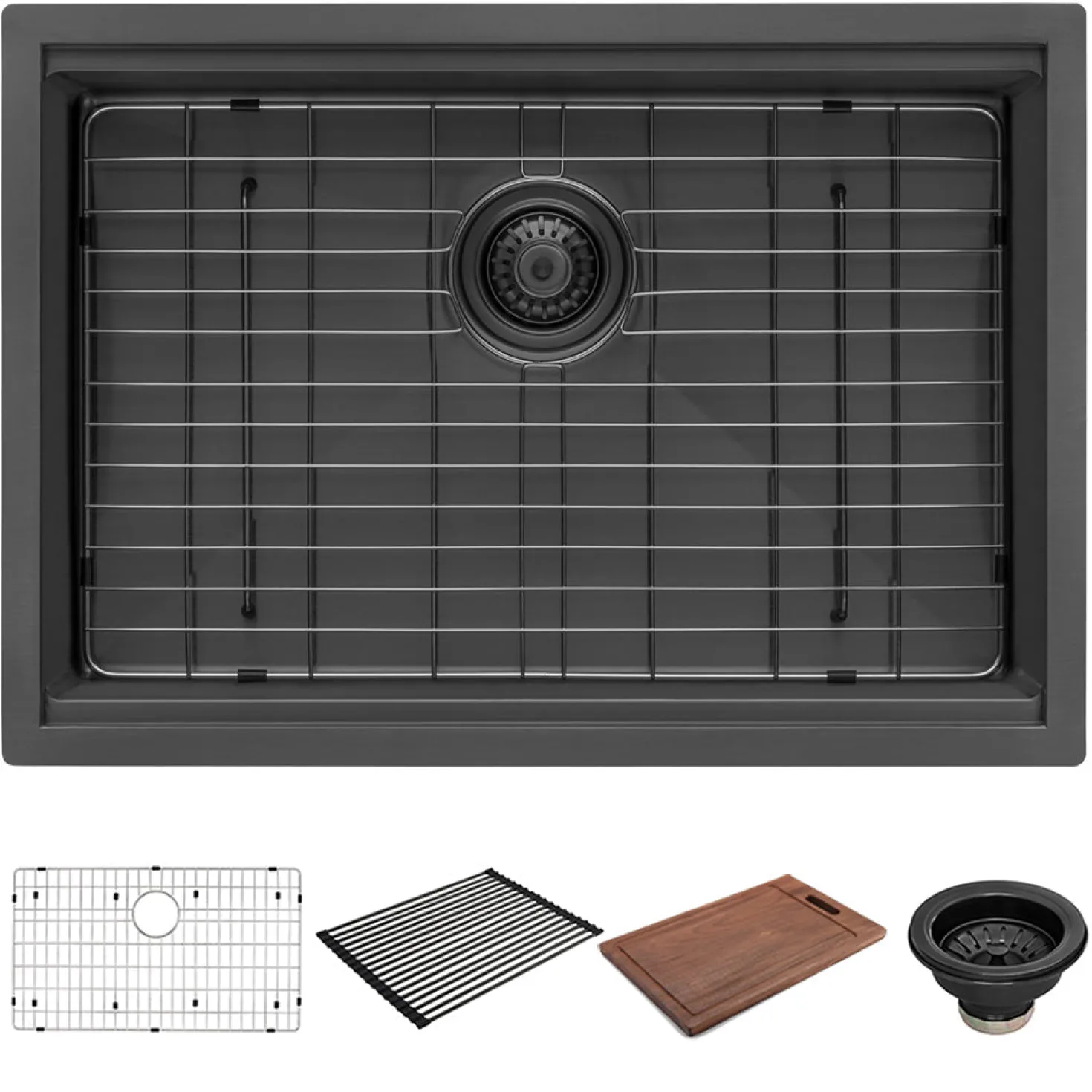 Ruvati 27" Gunmetal Stainless Steel Workstation Kitchen Sink