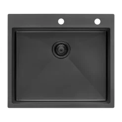 Ruvati 25" Gunmetal Stainless Steel Topmount Single Bowl Kitchen Sink