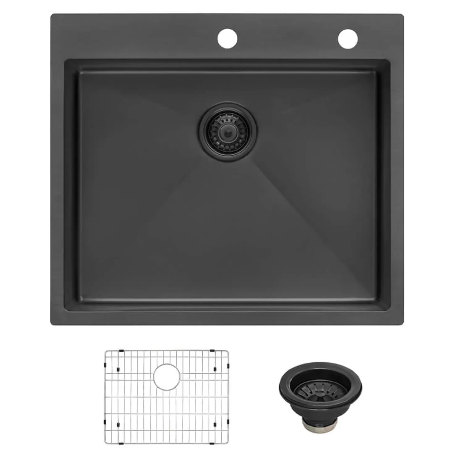 Ruvati 25" Gunmetal Stainless Steel Topmount Single Bowl Kitchen Sink