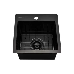 Ruvati 15" Gunmetal Stainless Topmount Bar Prep Sink